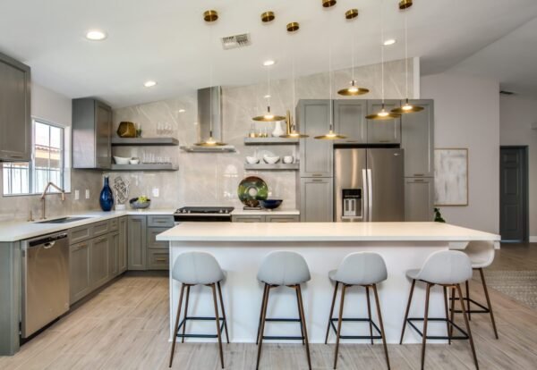 Midtown Grey Cabinets with White Countertops