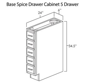 Base Spice Drawer Cabinet 5 Drawer Summit White Shaker