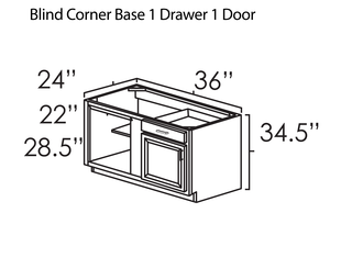 Blind Corner Base 1 Drawer 1 Door Summit White Shaker