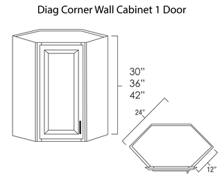 Diagonal Corner Wall Cabinet 1 Door Summit White Shaker