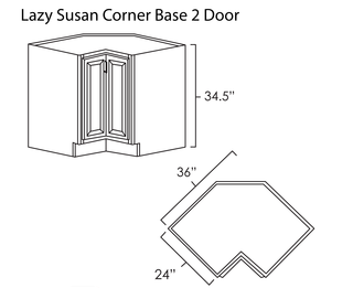 Lazy Susan Corner Base 2 Door Summit White Shaker