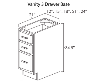 Vanity 3 Drawer Base Summit White Shaker