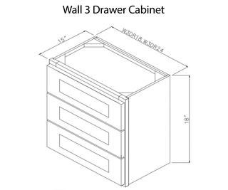 Wall 3 Drawer Cabinet Summit White Shaker
