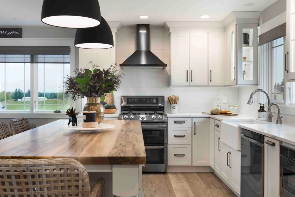 Kitchen With White Cabinets and Black Appliances in Columbus Ohio