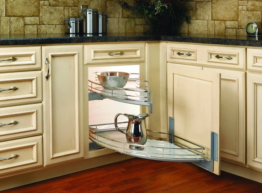 Beautiful cream clever corner kitchen cabinets