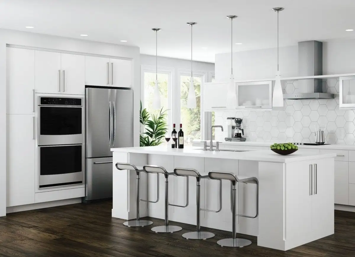 Pure White Color Flat-Panel Kitchen Cabinets door