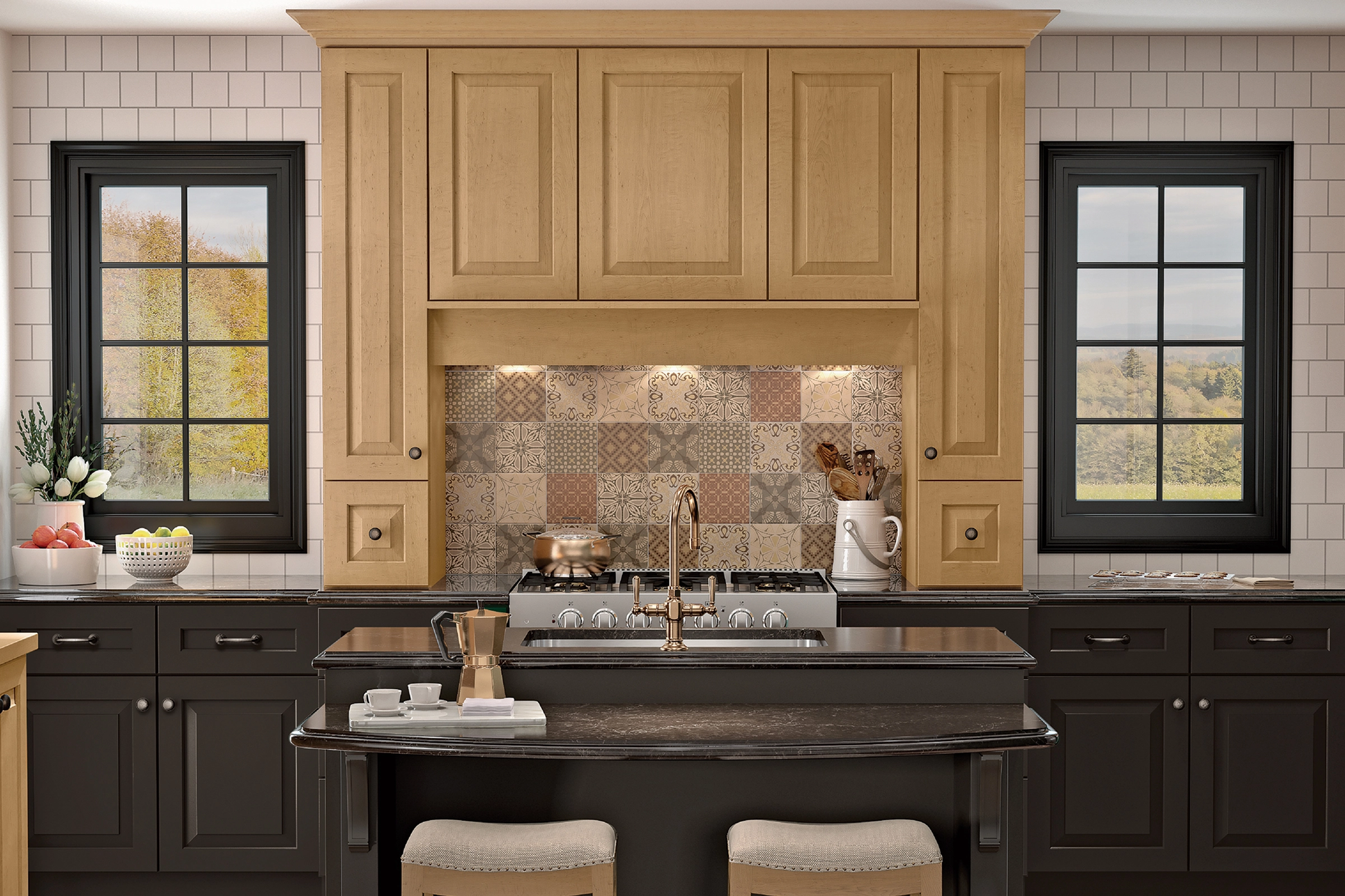 Raised Panel oak white - natural wood color kitchen cabinets door