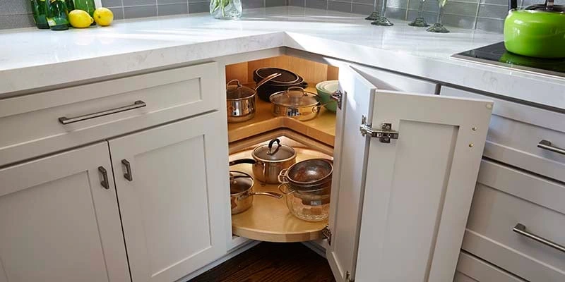 best storage solution with corner kitchen cabinets