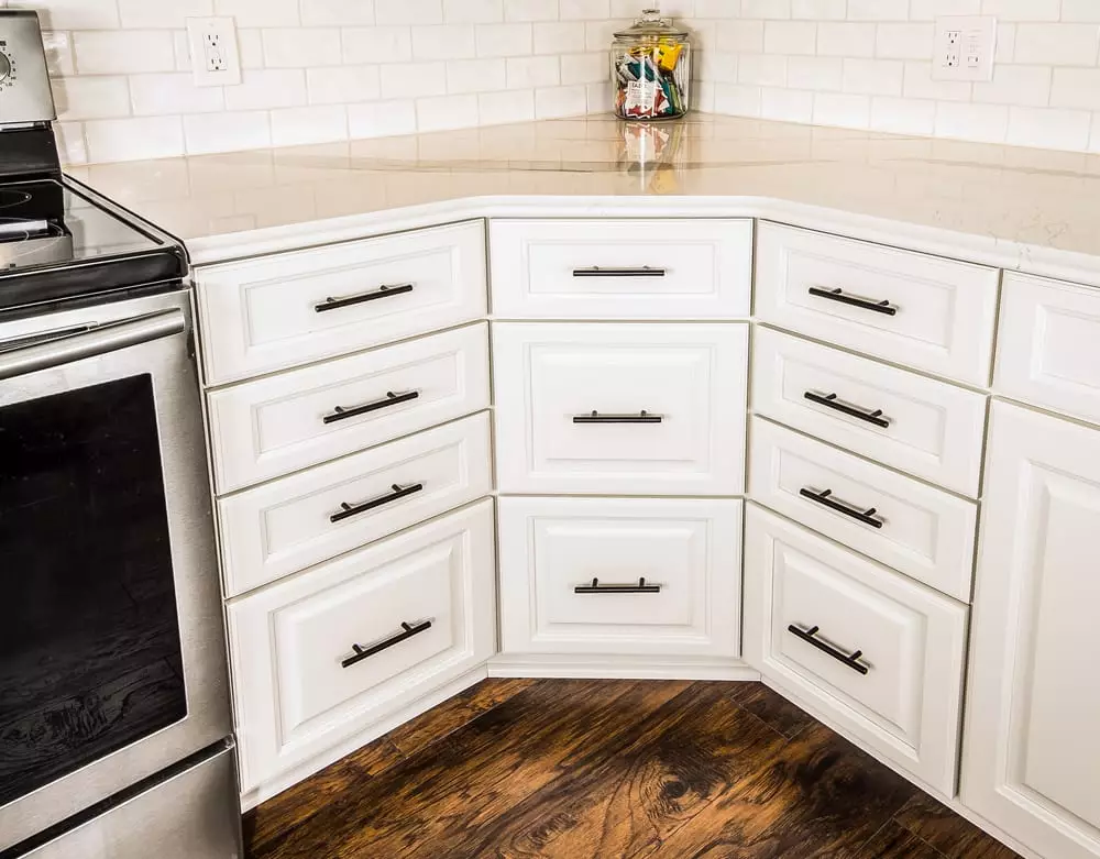 stylish whites cabinets for kitchen corner
