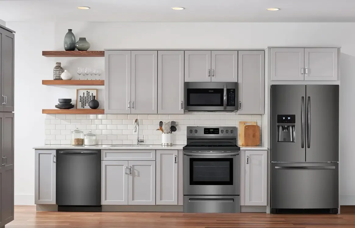 What color do cabinets go well with black stainless appliances
